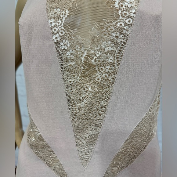 FREE PEOPLE “Dove Dress” Partial sheer Lace Drop waist tiered Skirt Size 12 nwt - Picture 5 of 16